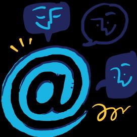 Email symbol with chat bubbles