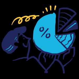 man studying a pie chart