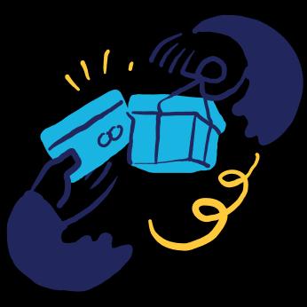 hands trading credit card for wrapped present